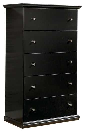 Maribel Full Panel Headboard with Mirrored Dresser, Chest and Nightstand