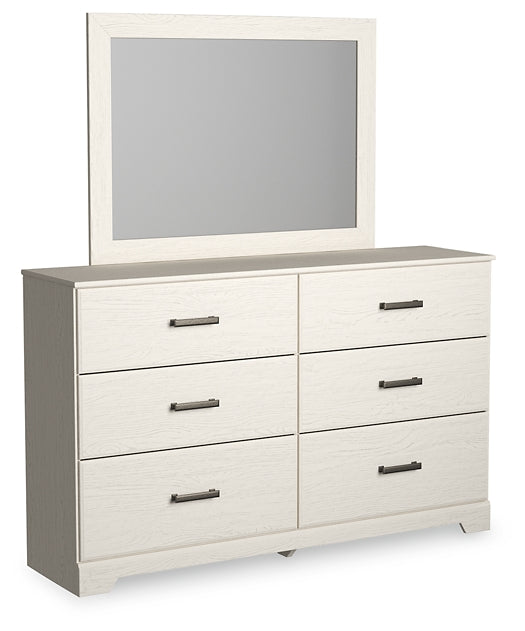 Stelsie Twin Panel Bed with Mirrored Dresser