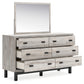 Vessalli Queen Panel Headboard with Mirrored Dresser and Chest